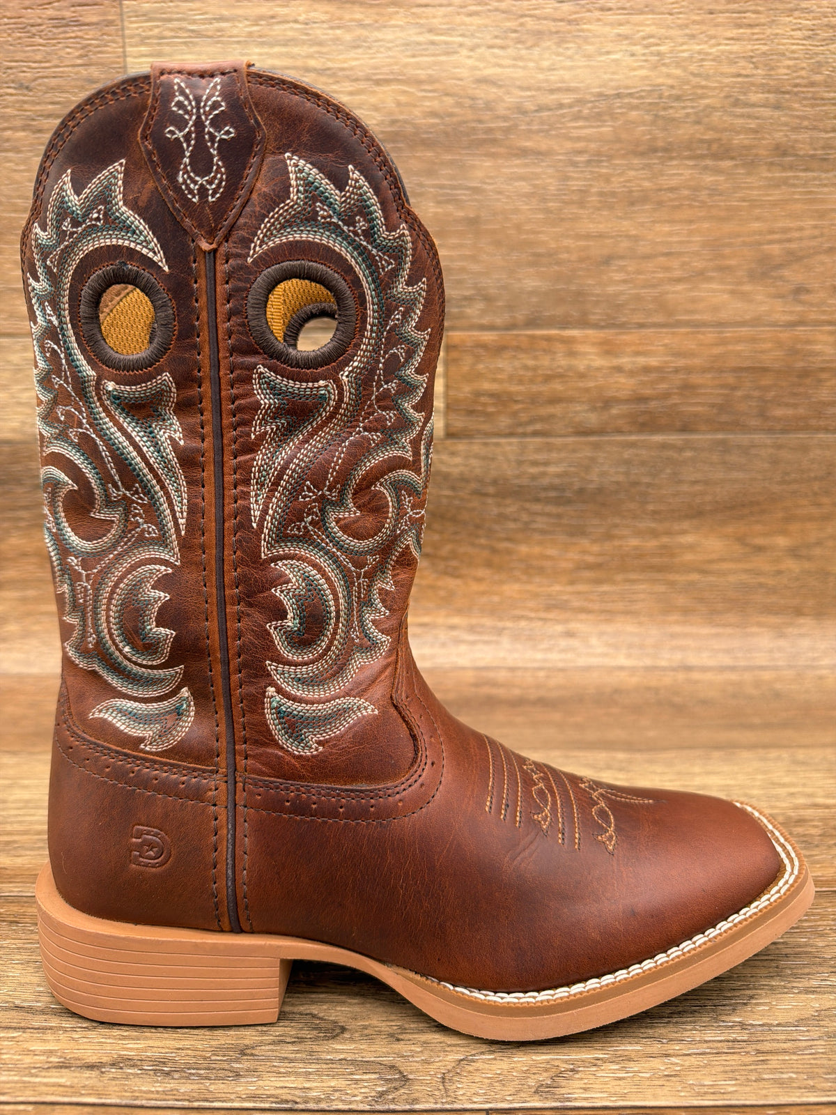 Women's Shyloh Western Boot in Caramel Cafe Brown by Durango - side profile