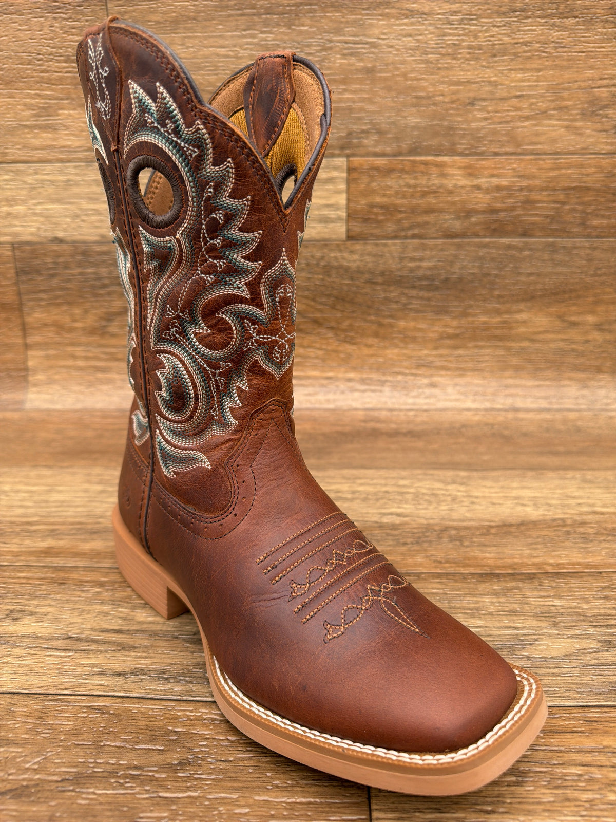Women's Shyloh Western Boot in Caramel Cafe Brown by Durango - angled view