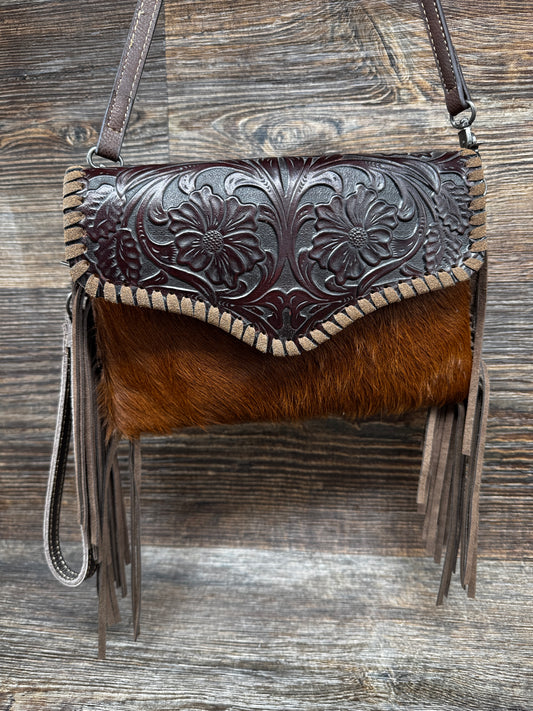 3052CF Women’s Coffee Cowhide Crossbody Purse by Top Notch