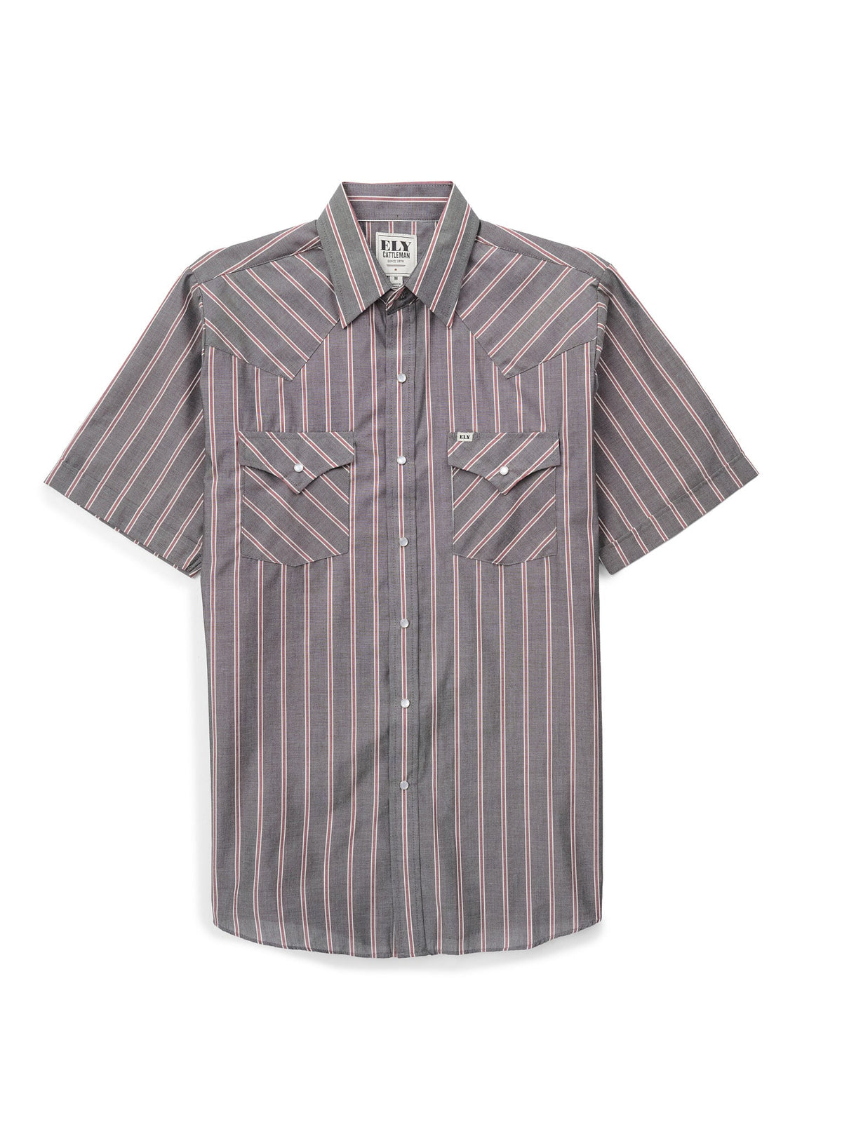 Men's Short Sleeve Assorted Stripe Western Snap Shirt by Ely Cattleman - black stripe
