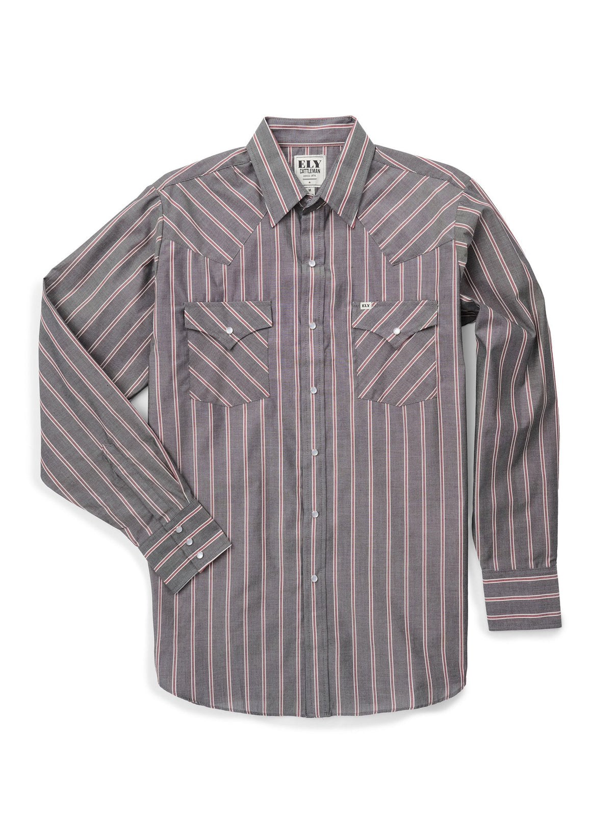 Men's Long Sleeve Assorted Stripe Western Snap Shirt by Ely Cattleman - black stripe