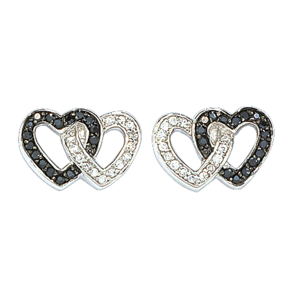 ER61505BK Black Crystal Double Heart Earrings by Montana Silversmiths