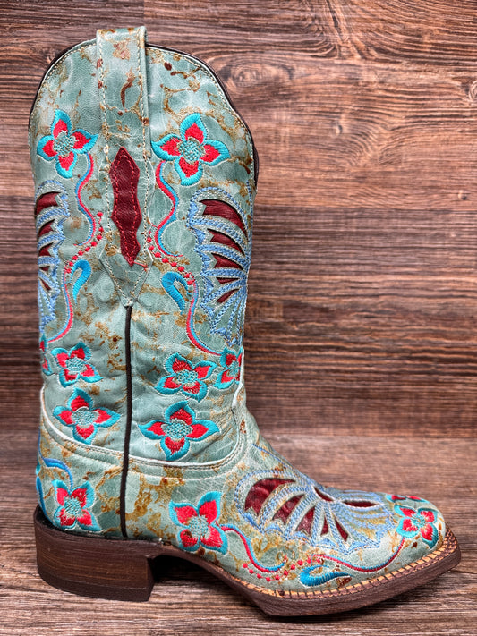 427F Women’s Embroidered Square Toe Western Boots by Cowtown