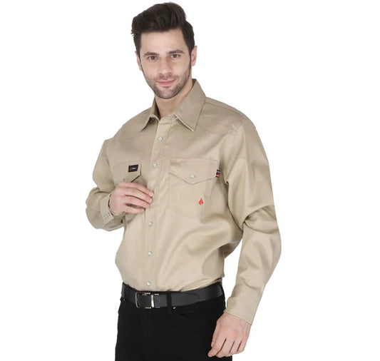 MFRSLD-002 STONE Men's Flame Resistant Snap Shirt by Forge