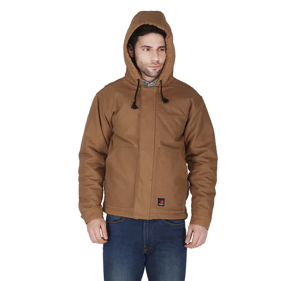 MFRIJDH-006-BROWN Men's Flame Resistant Brown Duck Hooded Jacket by Forge