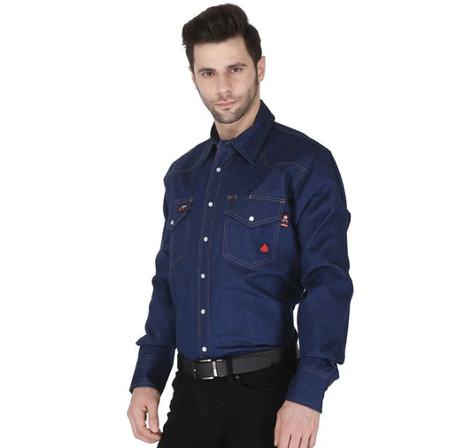 MFRSLD-002 DEN Men's Denim Snap Flame Resistant Shirt by Forge