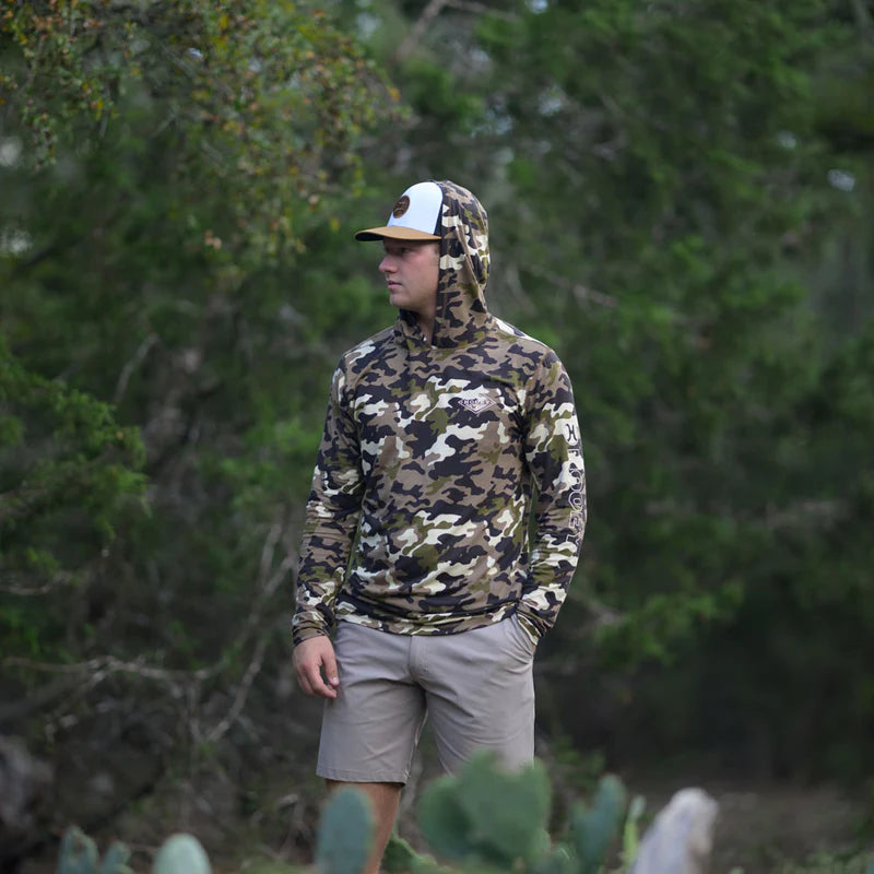 HT1803CA Hooded Captain Camo Long Sleeve T-Shirt by Hooey