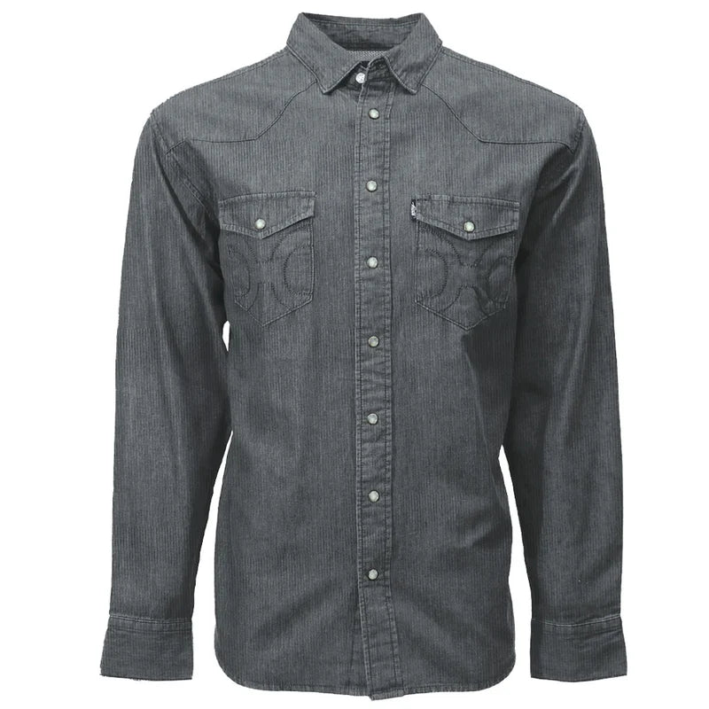 HT1907GY Tombstone Corduroy Long Sleeve Pearl Snap Shirt by Hooey