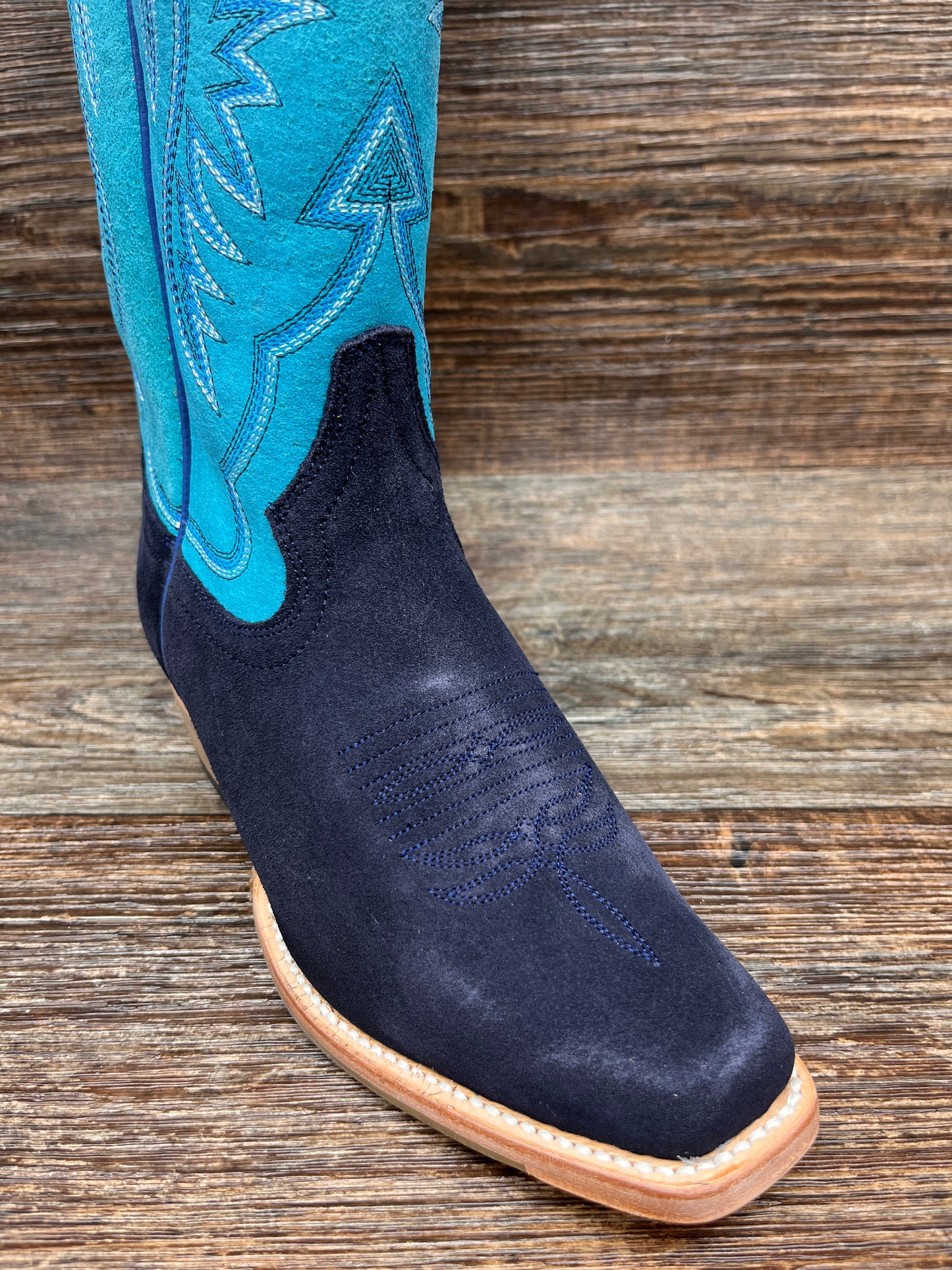 M7513 Women's French Toe Marine Blue Suede Western Boots by Macie Bean