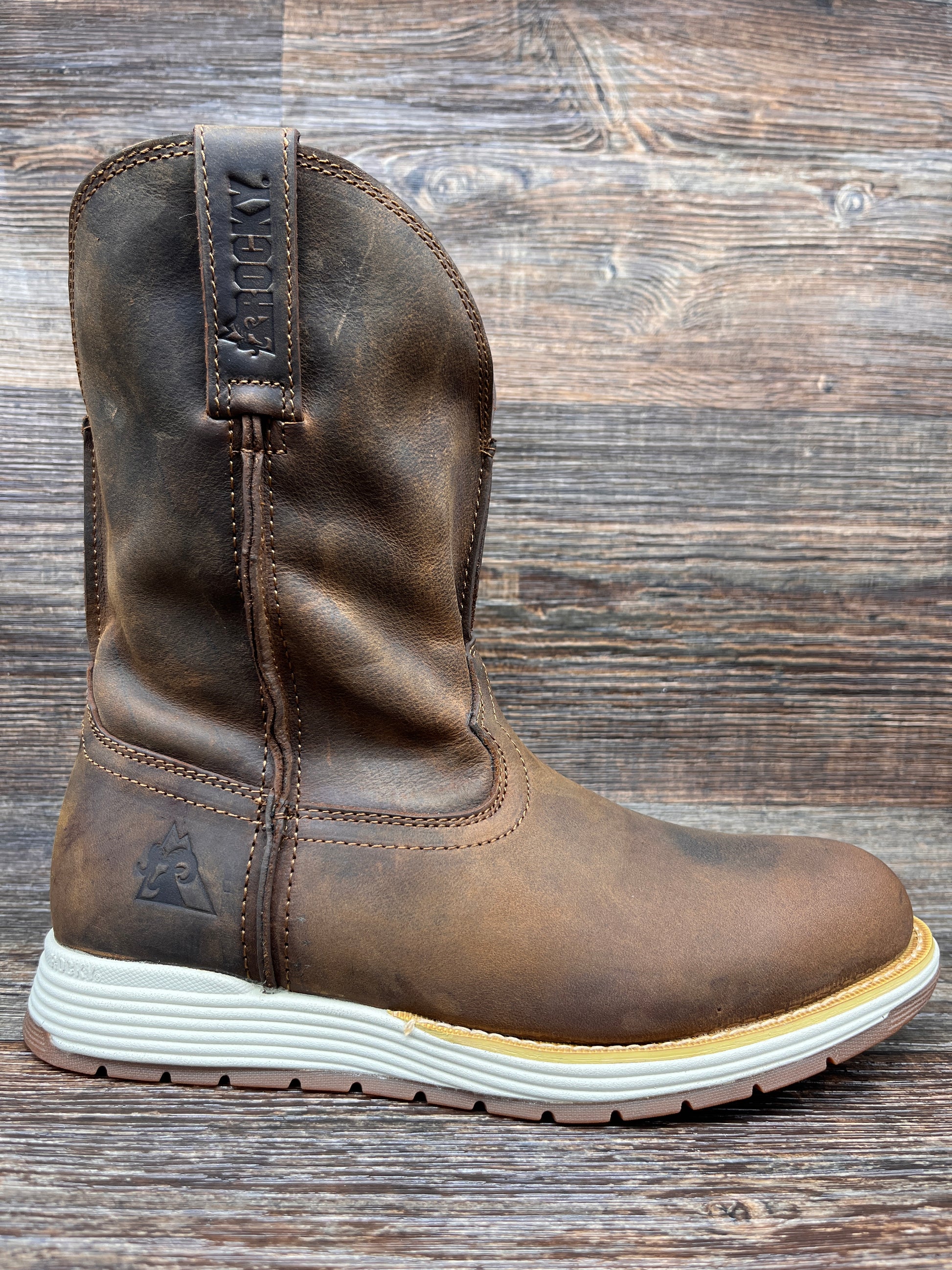 RKW0399 Men's Farmstead 10 inch Soft Toe Slip on Work Boot by Rocky ...
