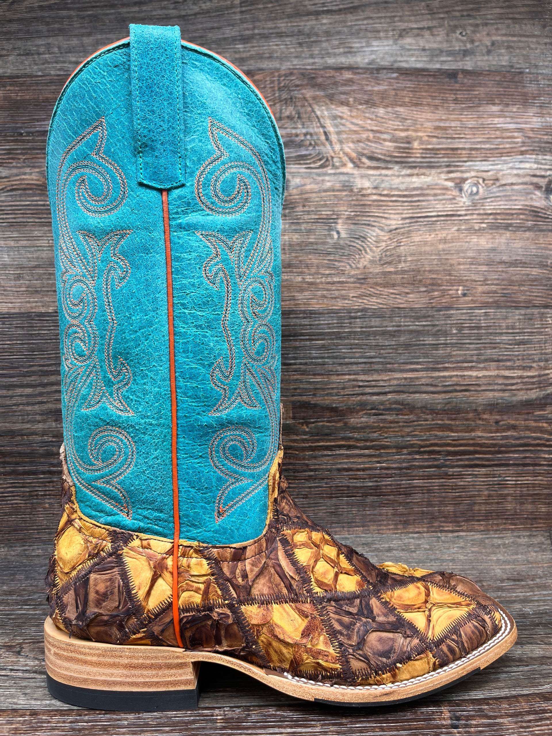 HP8052 Men's Patchwork Genuine Pirarucu Fish Western Boot by Horse