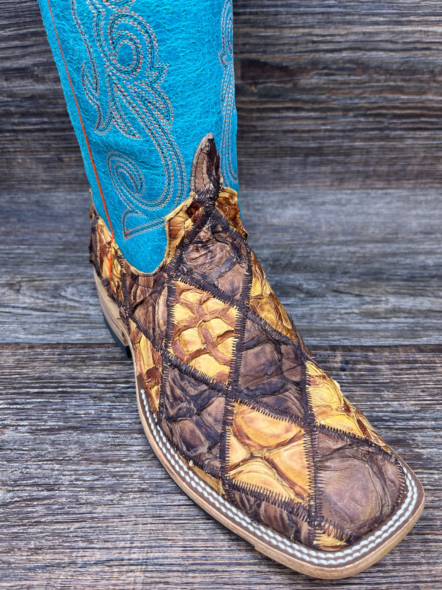 HP8052 Men's Patchwork Genuine Pirarucu Fish Western Boot by Horse Power