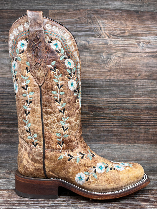 A4398 Women's Square Toe Western Boot with Glow-in-the-Dark Embroidery by Corral