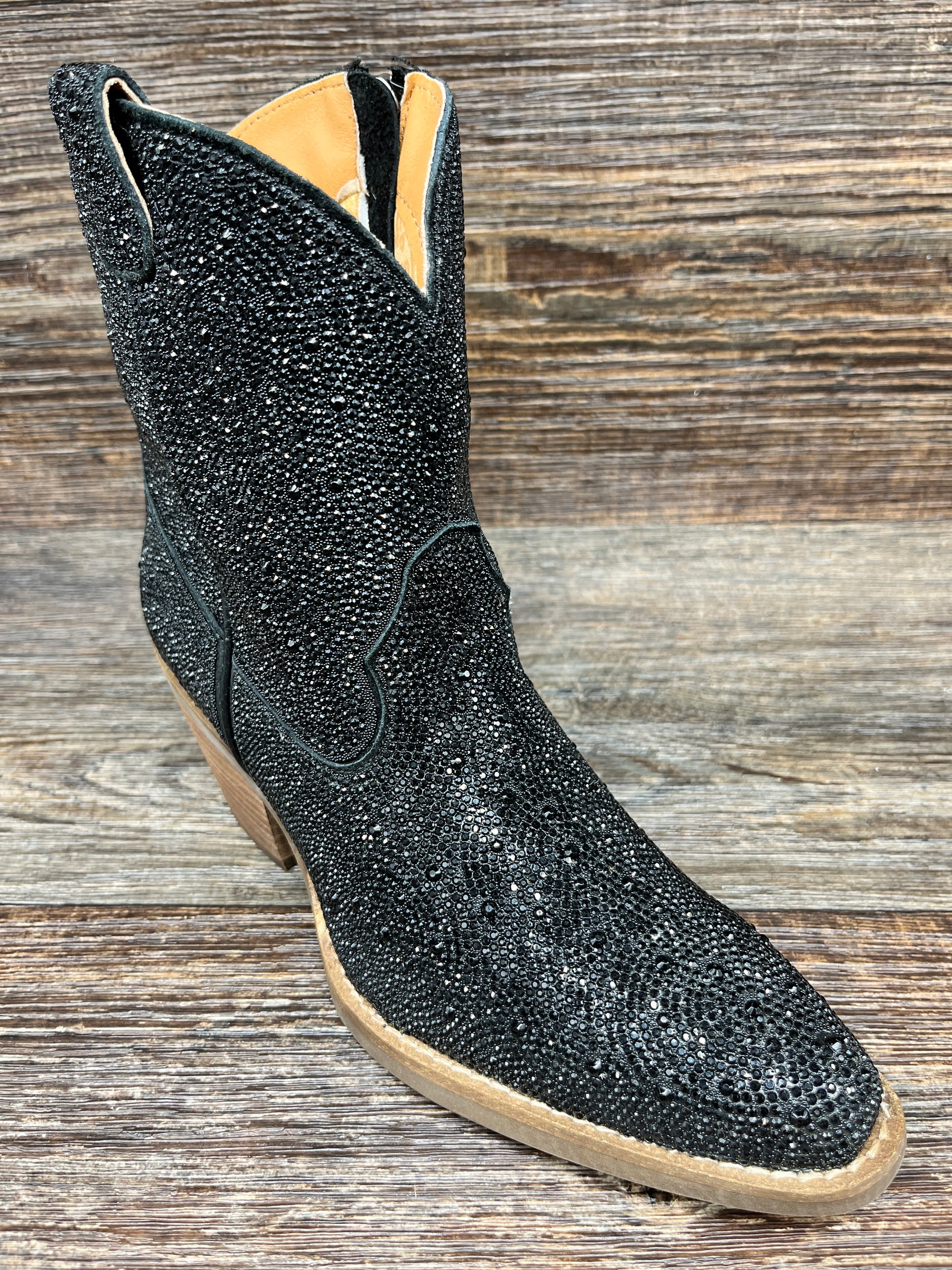 Glitzy Black Rhinestone Cowboy Boots