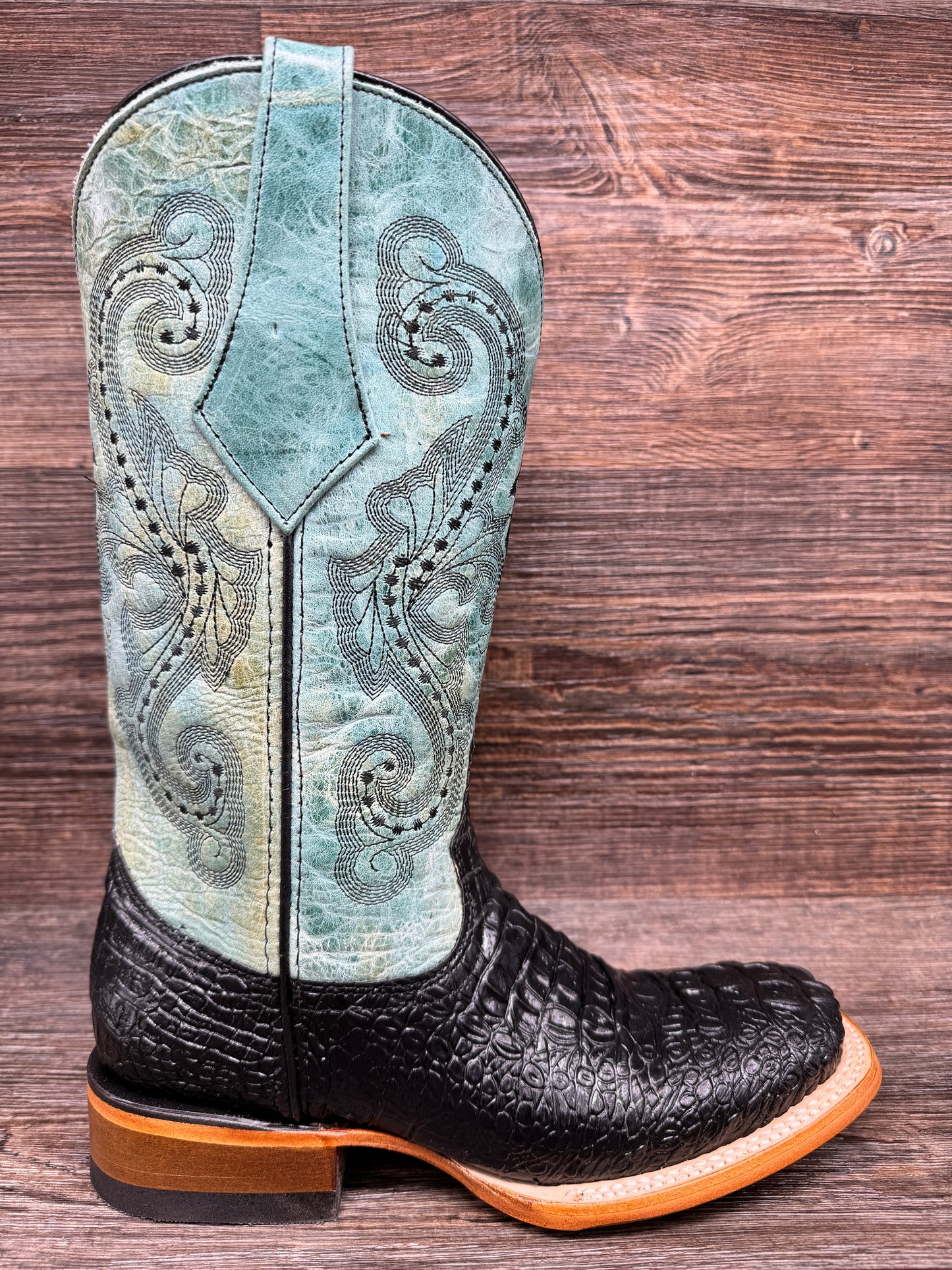 9039350 Women's Stampede Caiman Print Square Toe Western Boots by Ferrini