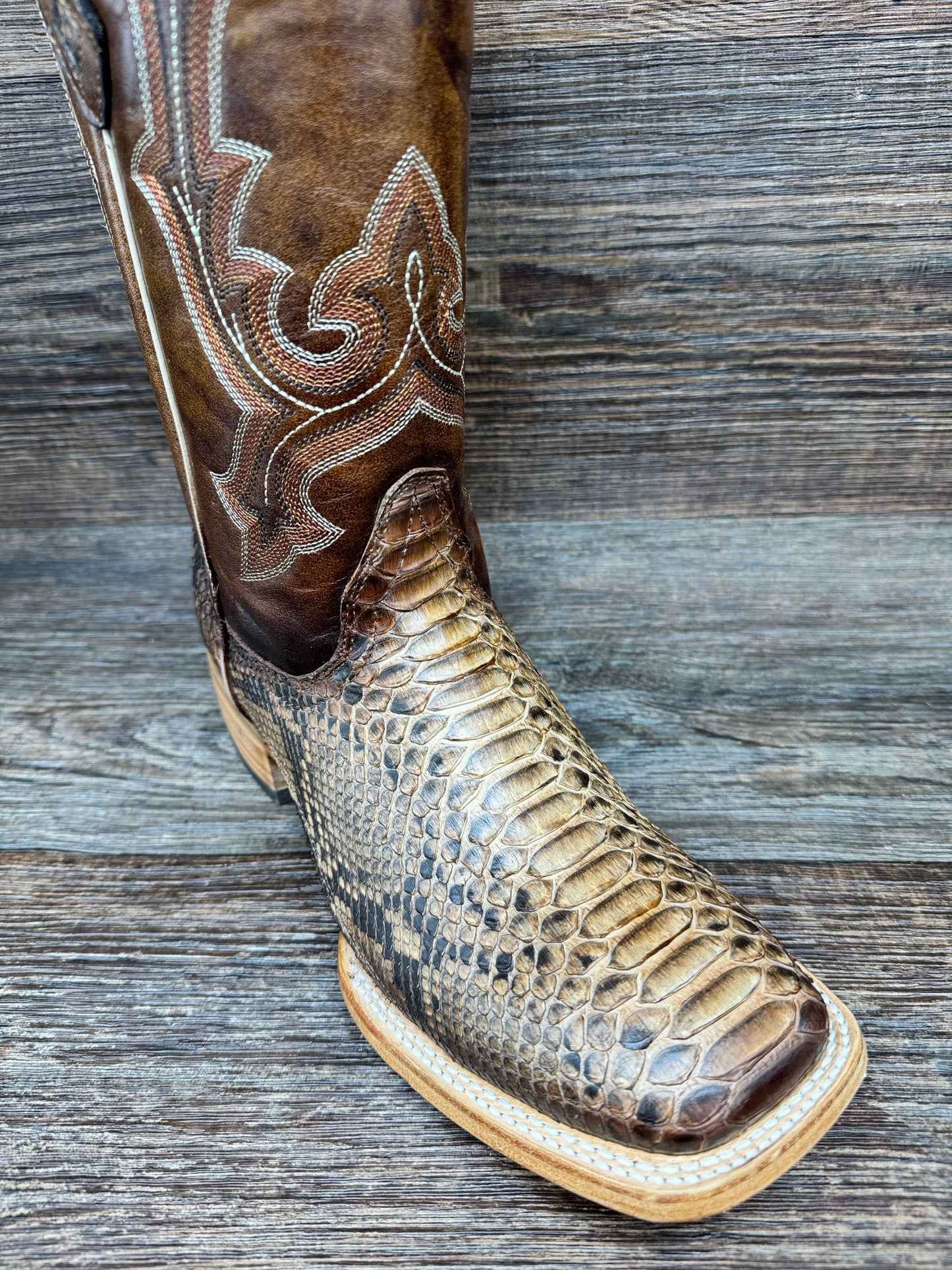 B5000 Men's Genuine Python Square Toe Western Boots in Taupe by Corral