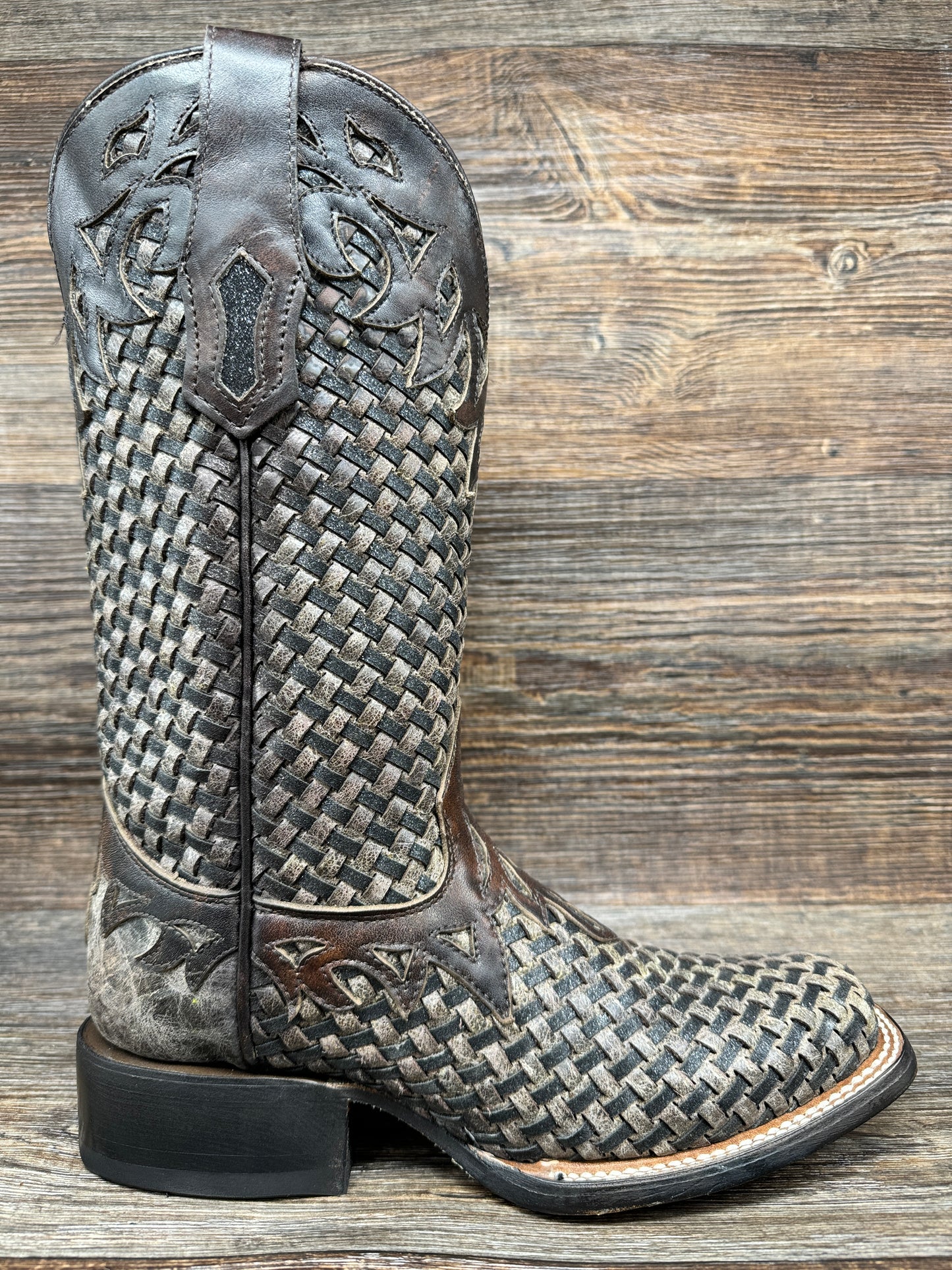 A4526 Women's Chocolate Glitter Woven Square Toe Western Boots by Corral