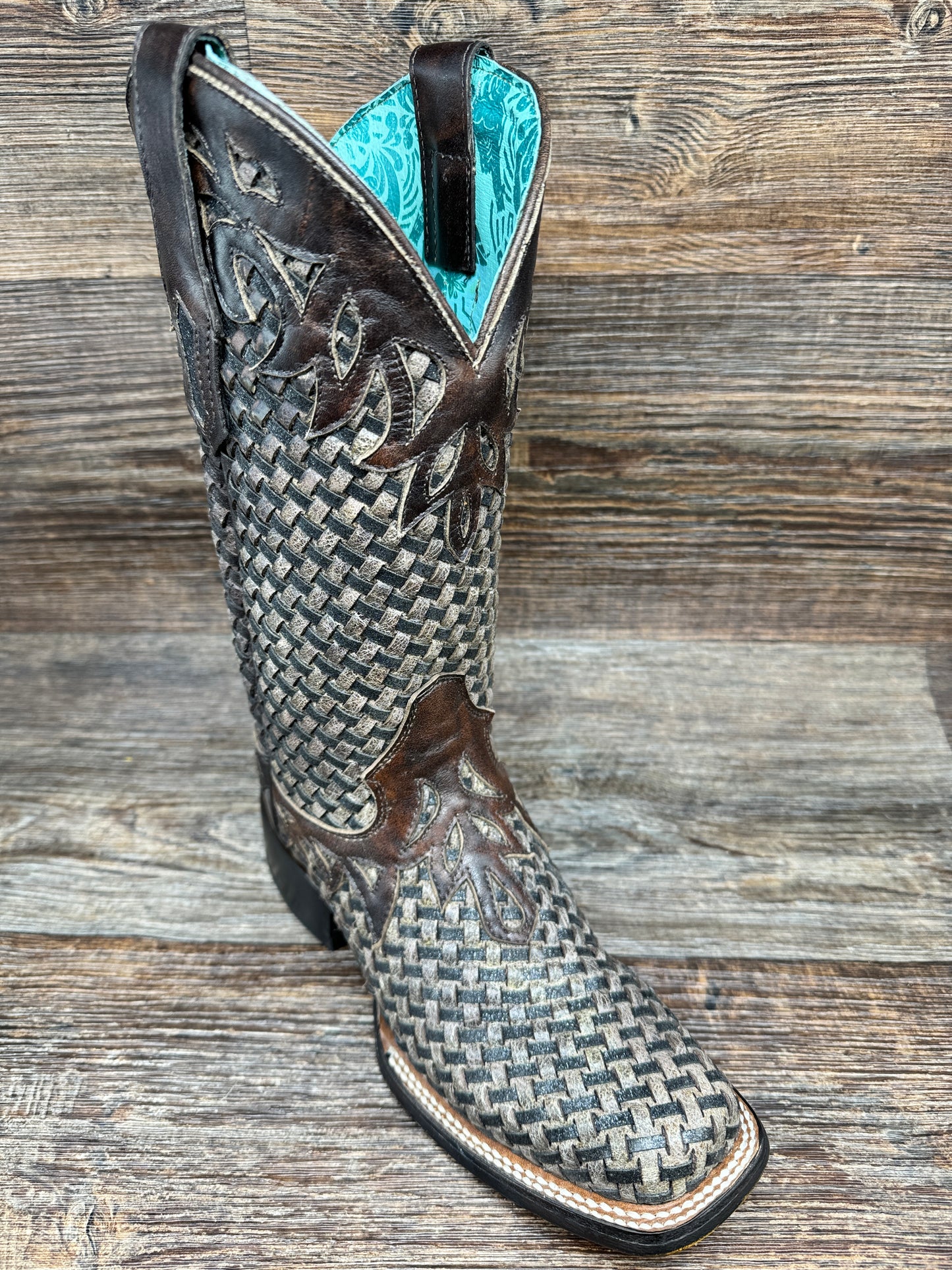 A4526 Women's Chocolate Glitter Woven Square Toe Western Boots by Corral