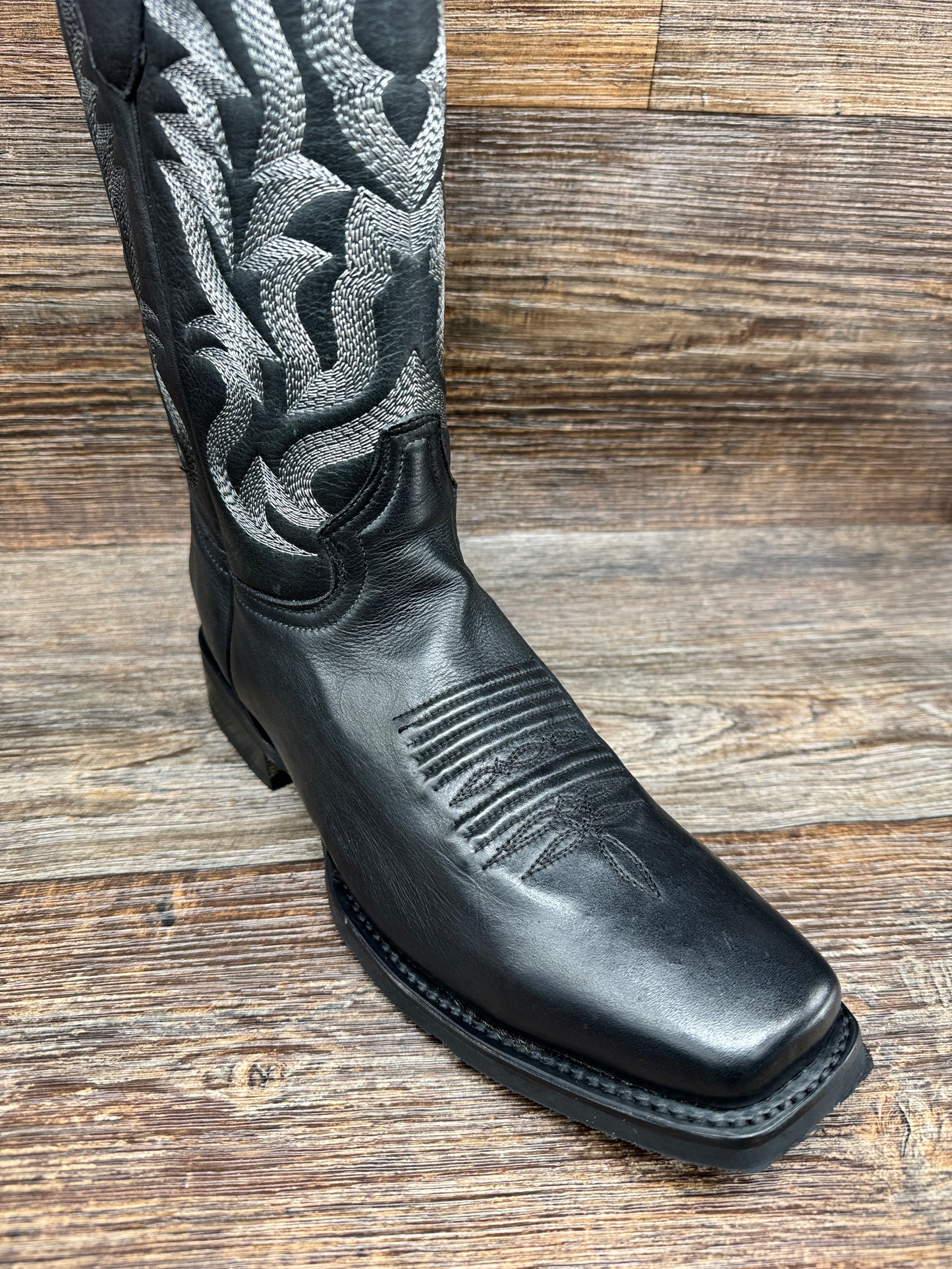 2296F Men's Square Toe Western Boot in Black by Cowtown