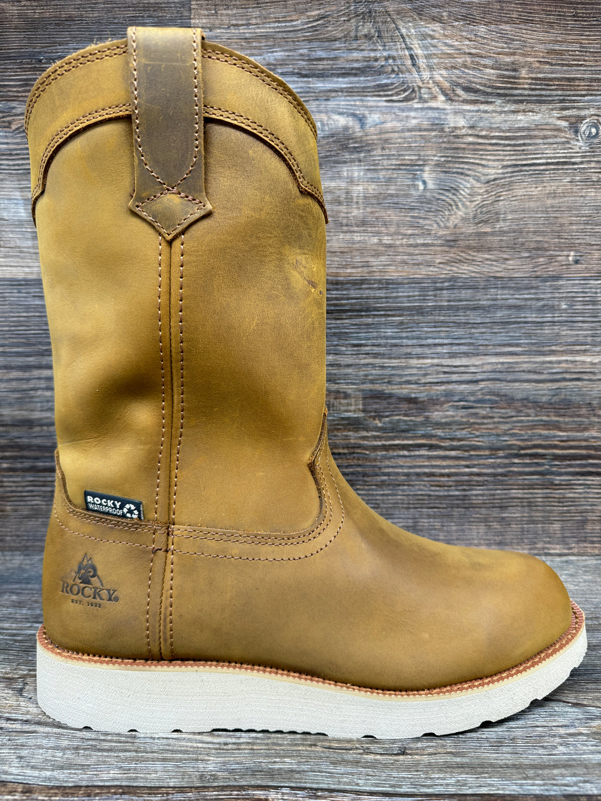 Rocky RKS0520 7 inch Deck Boot Yellow Waterproof Slip Resistant Mens 9 W11 RK Mens Waterproof Rubber Sole Rain Boots - Yellow main image 4