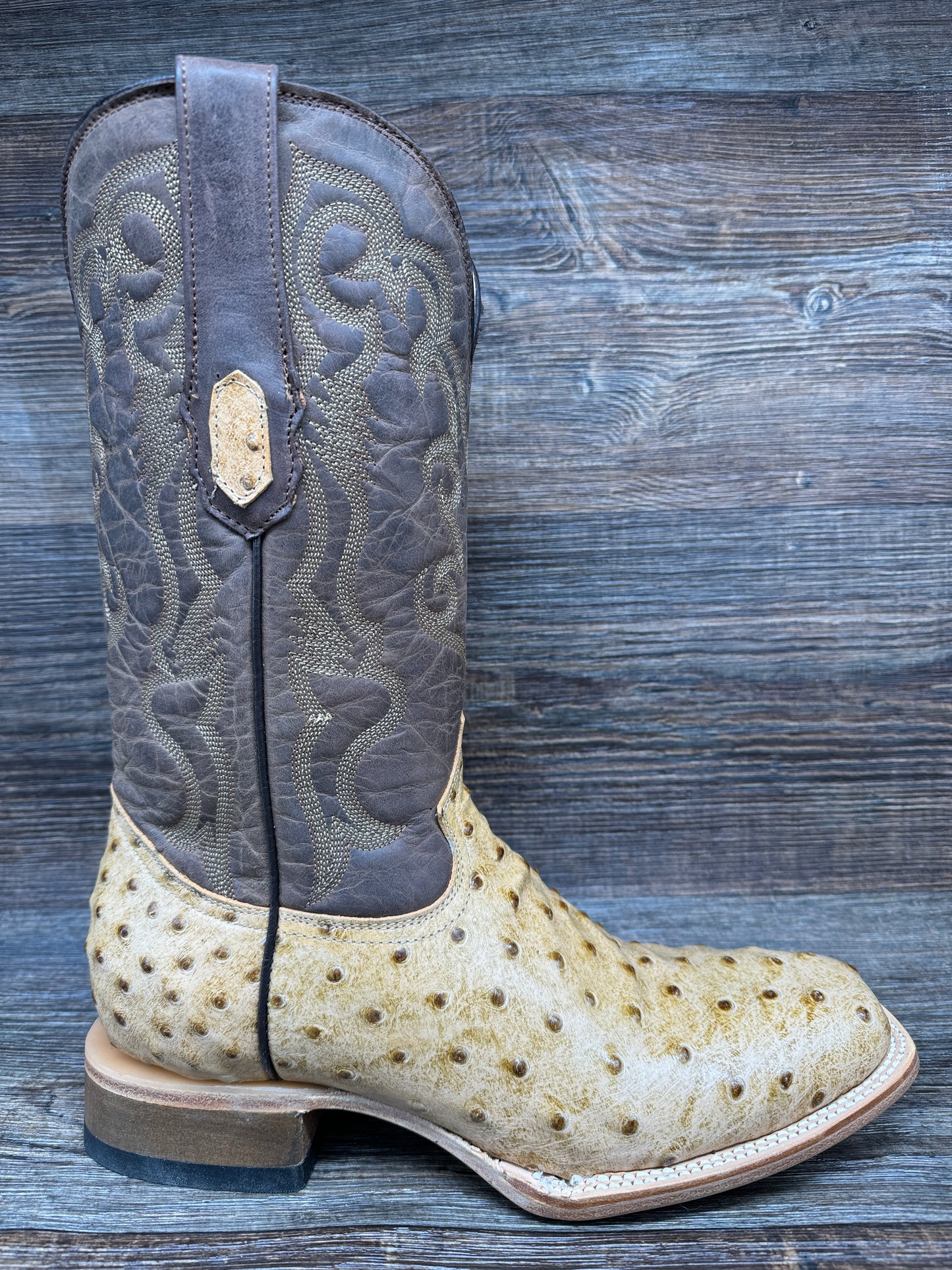 Q6077 Men's Genuine Cowhide Ostrich Print Western Boot by Cowtown