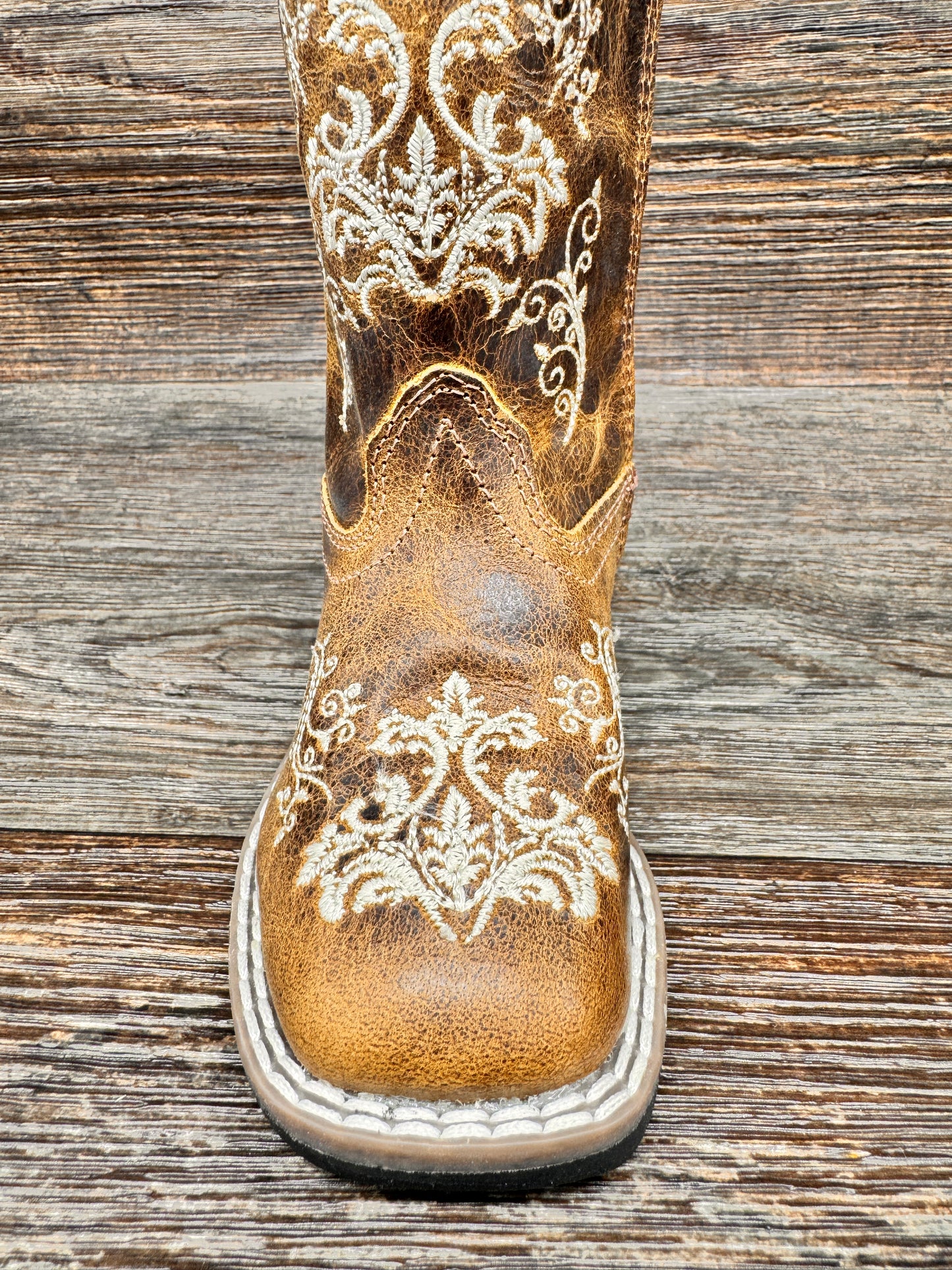 BSI1958 Toddler Floral Embroidered Square Toe Western Boots by Old West