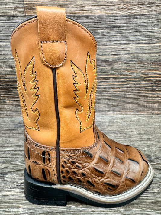 BSI1830 Toddler Alligator Print Square Toe Western Boot by Old West