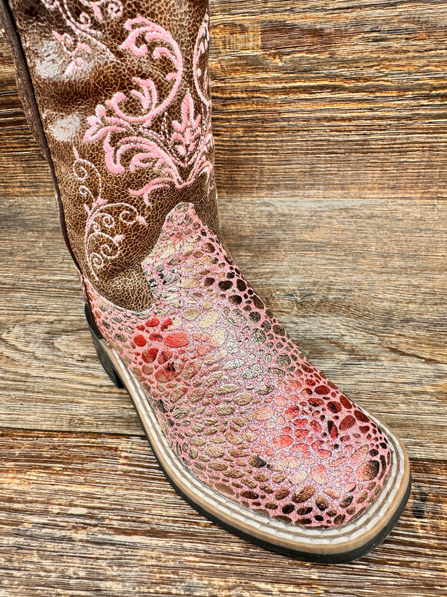 VB9154 Girl's Sparkle Snake Print Western Boot by Old West