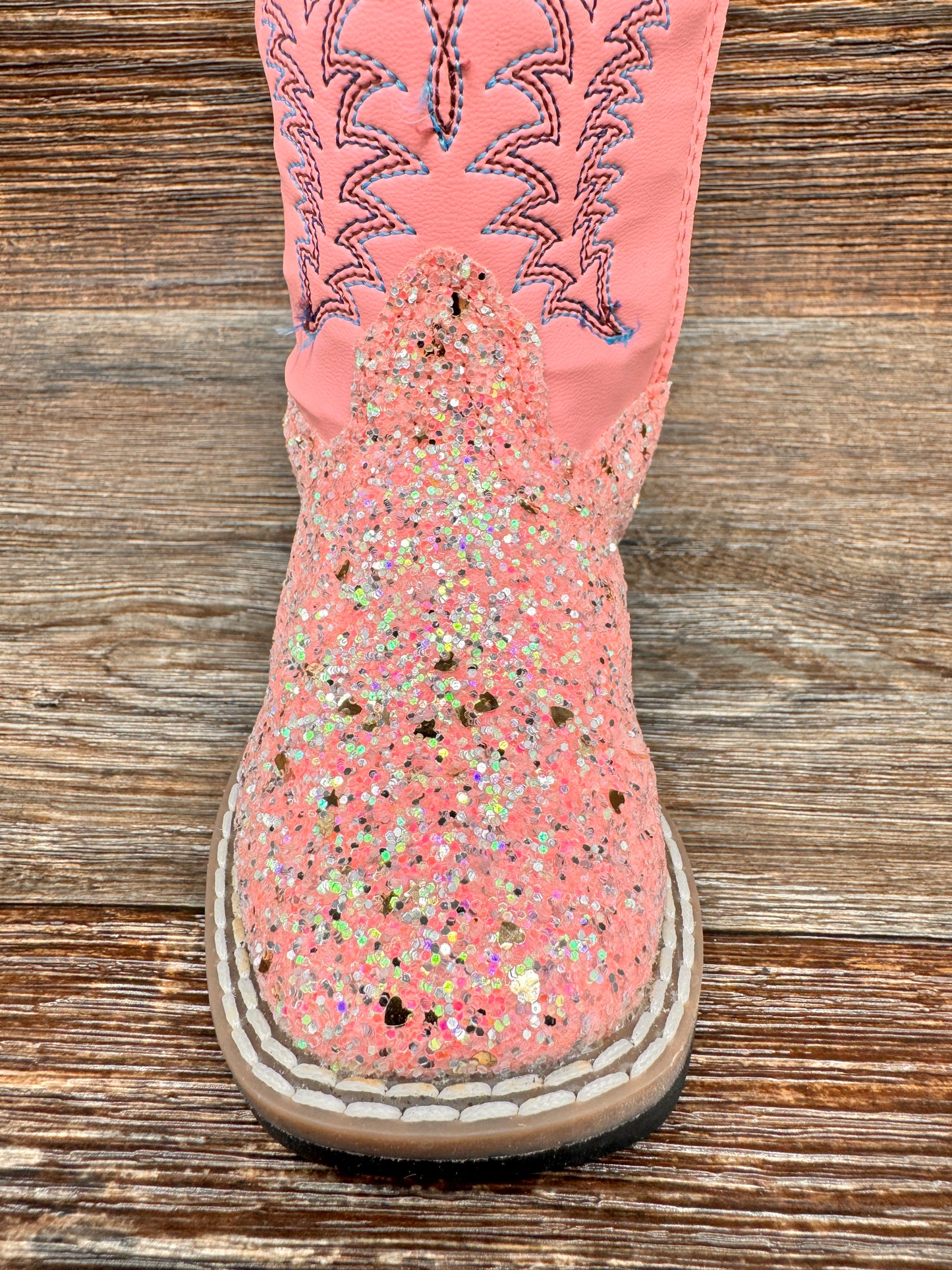 VB1085 Toddler Pink Glitter Square Toe Western Boots by Old West