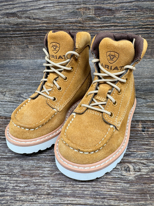 10053778 Youth Rebar Lift Lace Up Work Boot in Wheat Suede by Ariat