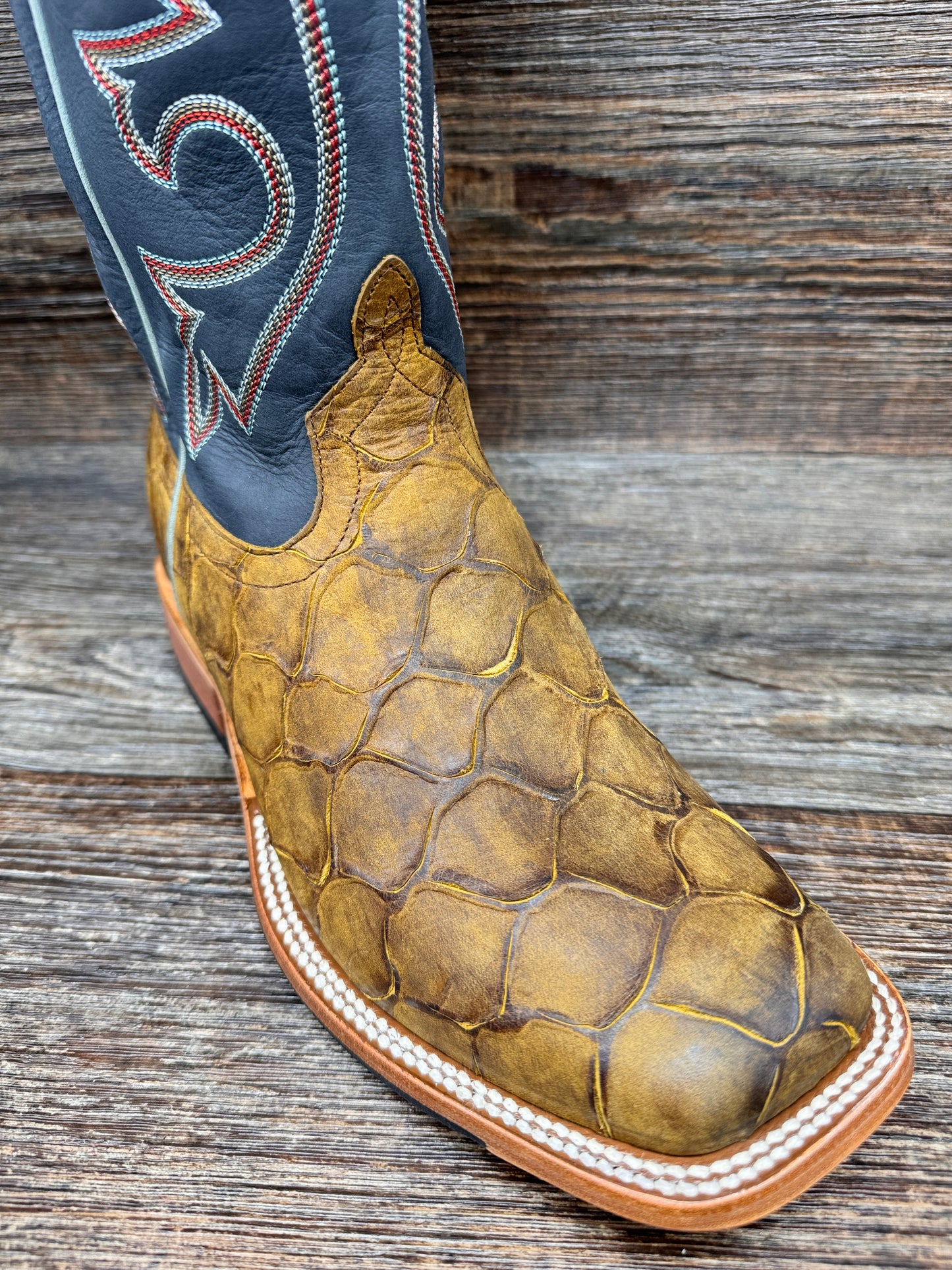 HP1865 Men's Fish Print Square Toe Western Boot by Horse Power