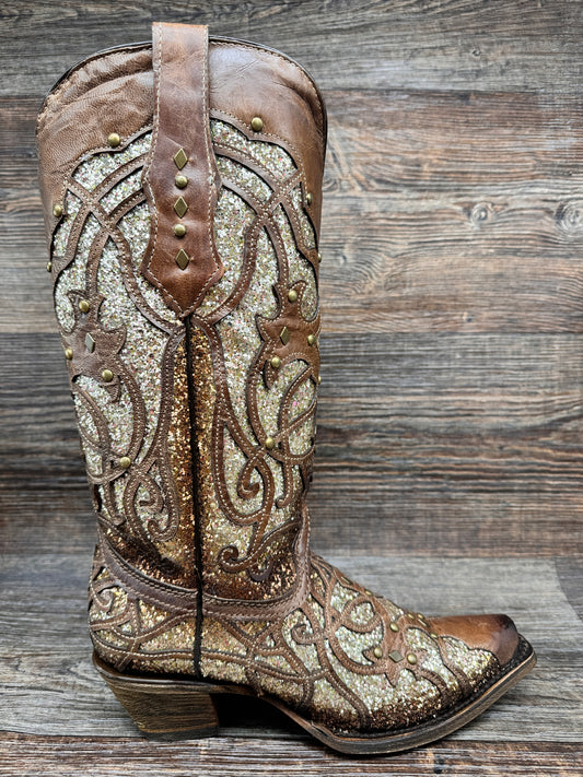 C3331 Women's Snip Toe Glitter Inlay Western Boot by Corral