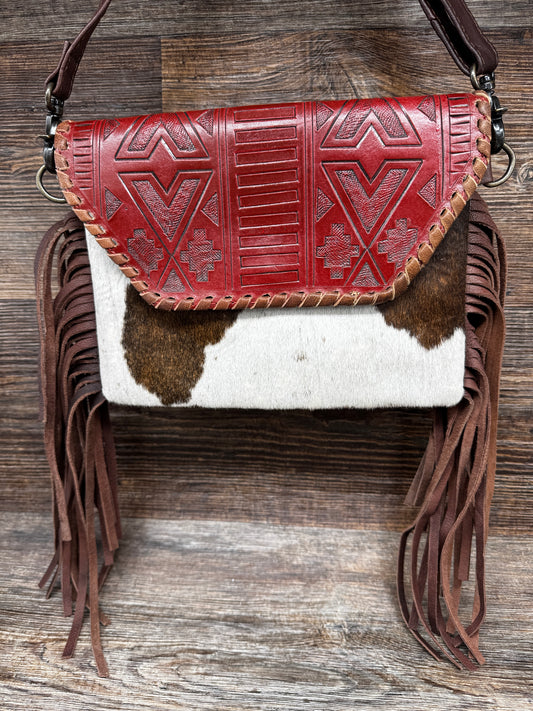 SW AZTEC BRN Women's Cowhide Crossbody Purse by Western Linens