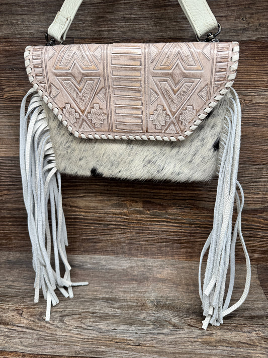 SW AZTEC WHT Women's Cowhide Crossbody Purse by Western Linens