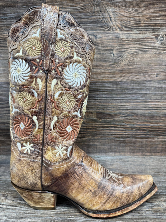 DP3755 Women's Snip Toe Embroidered Western Boot by Dan Post