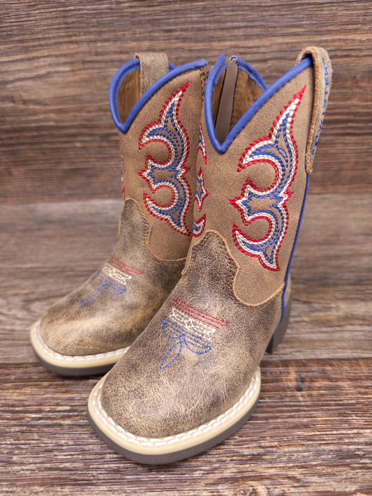 4413802 Kid's Bennet Square Toe Faux Leather Western Boot by Twister