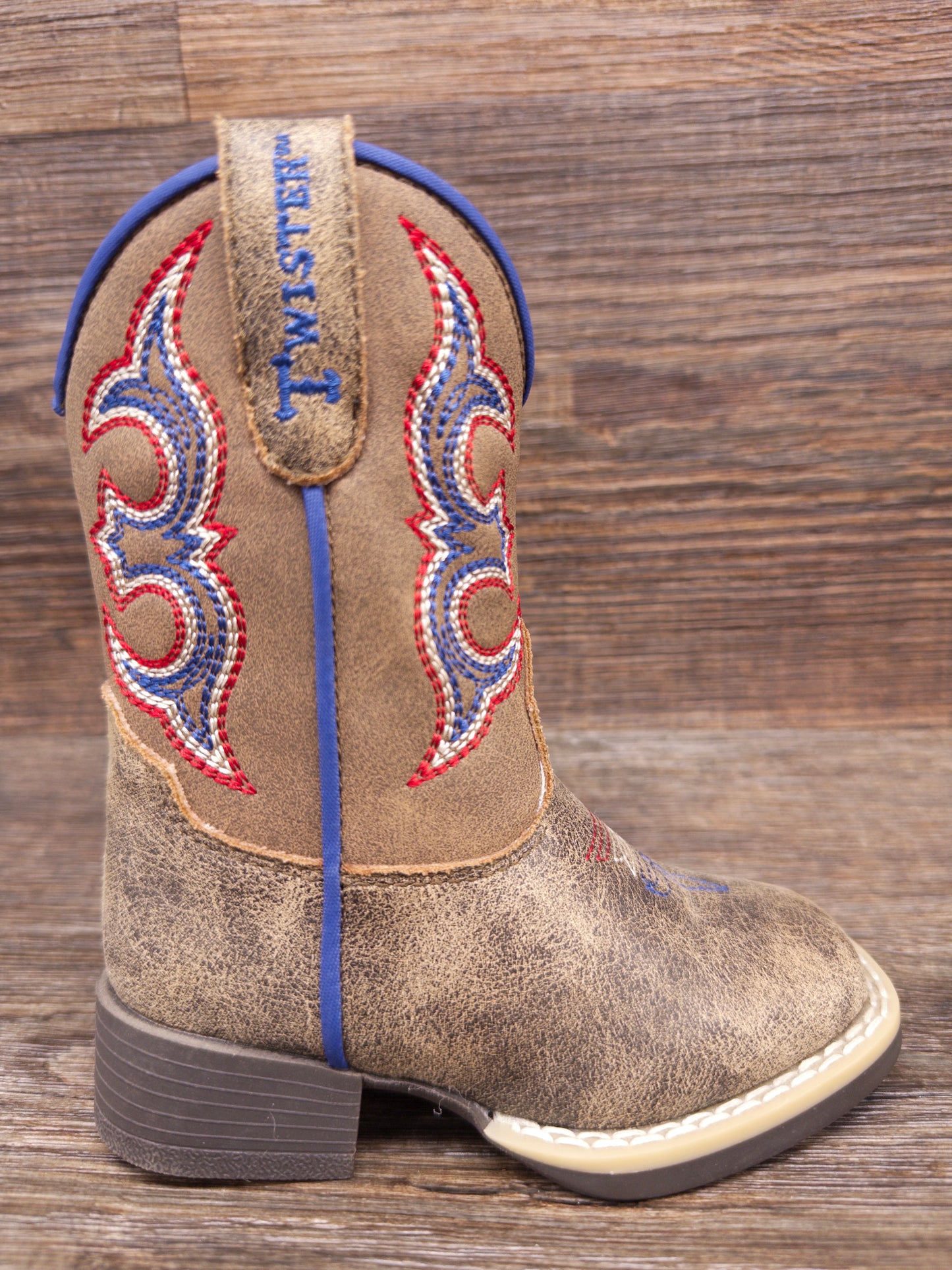4413802 Kid's Bennet Square Toe Faux Leather Western Boot by Twister