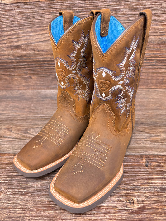 10063834 Kid's Tombstone Square Toe Western Boot by Ariat