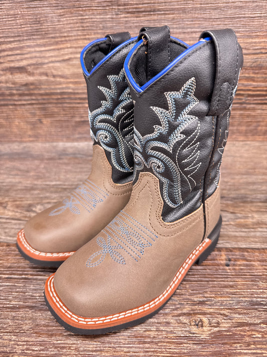 Ships Free! - LC2570 Kid's Faux Leather Square Toe Western Boot by Laredo