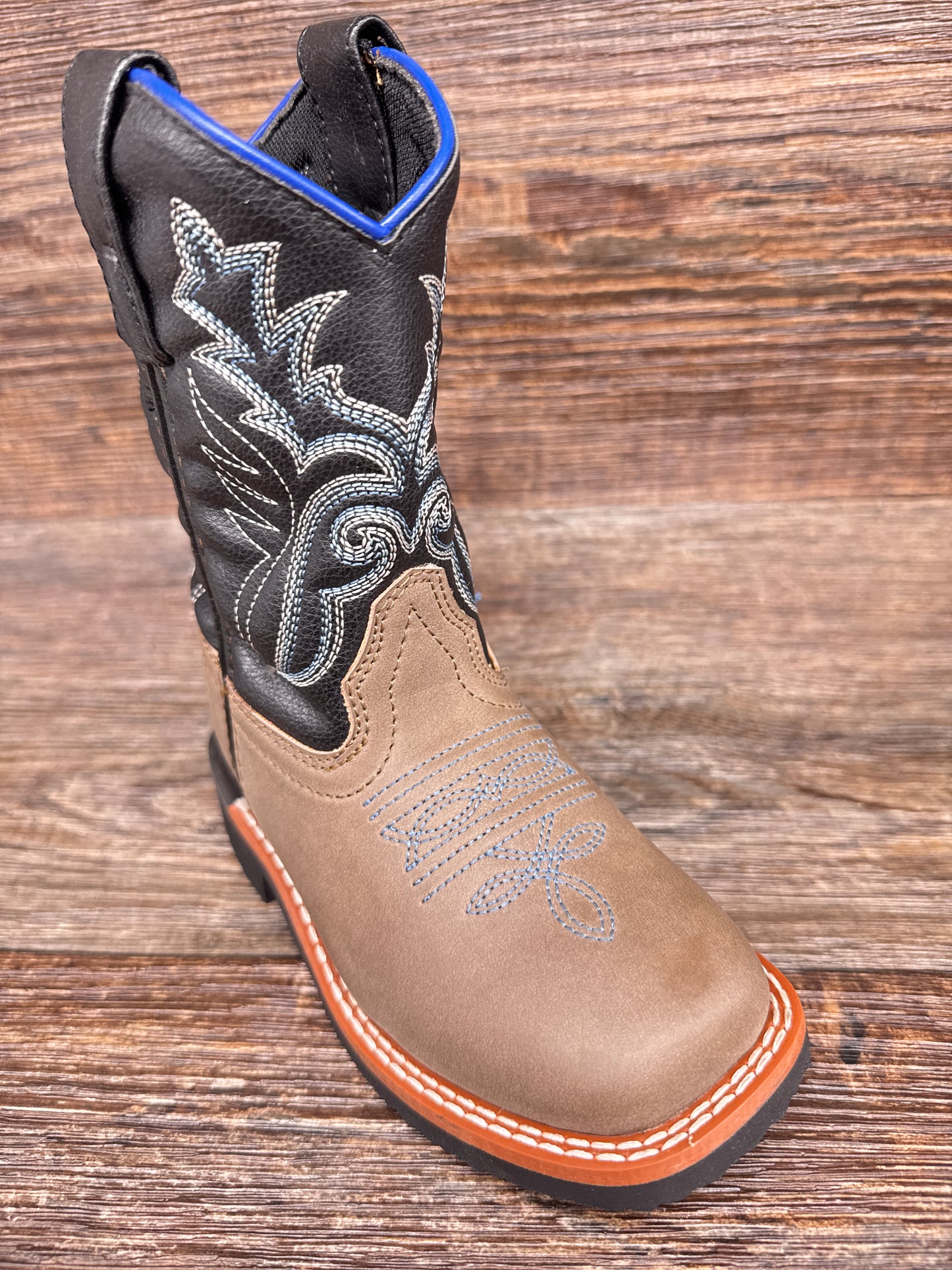 Ships Free! - LC2570 Kid's Faux Leather Square Toe Western Boot by Laredo