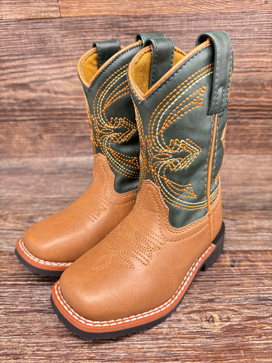 Ships Free! - LC2574 Kid's Faux Leather Square Toe Western Boot by Laredo