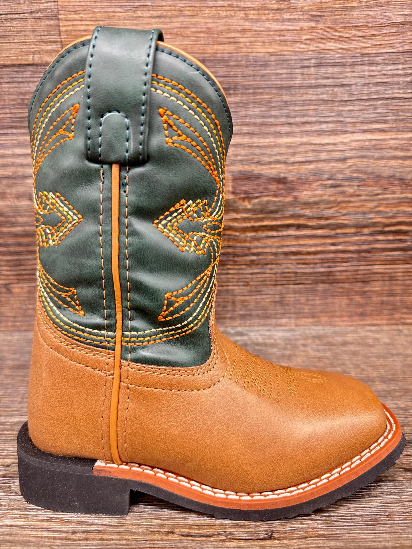 Ships Free! - LC2574 Kid's Faux Leather Square Toe Western Boot by Laredo