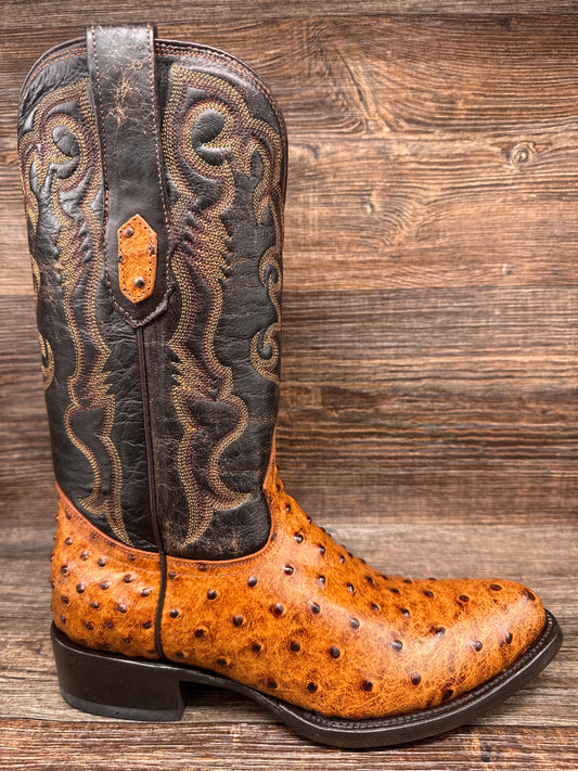 6064R Men's R-Toe Faux Ostrich Western Boot by Cowtown
