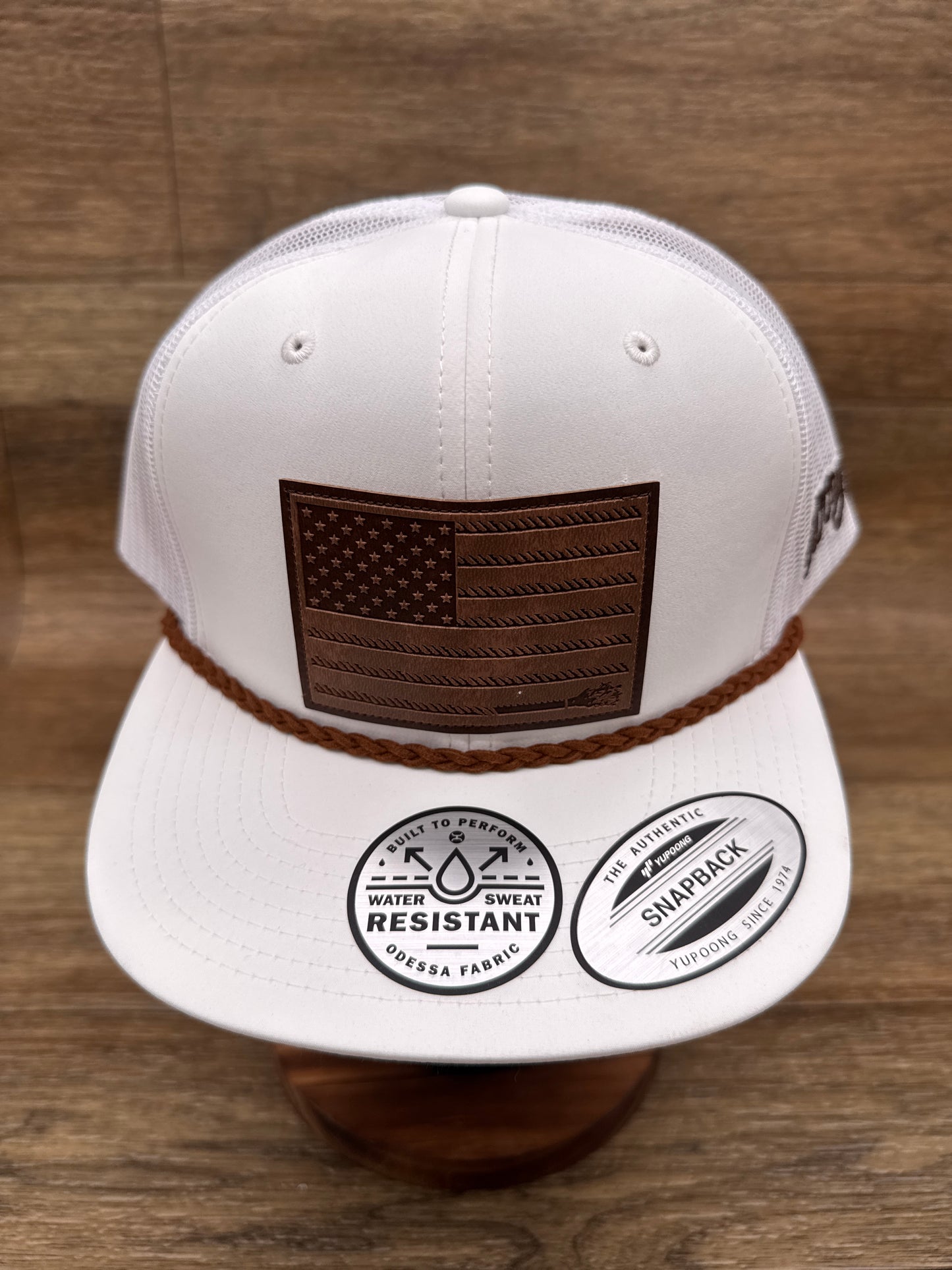 2510T-WH Liberty Roper White Leather Patch Cap by Hooey