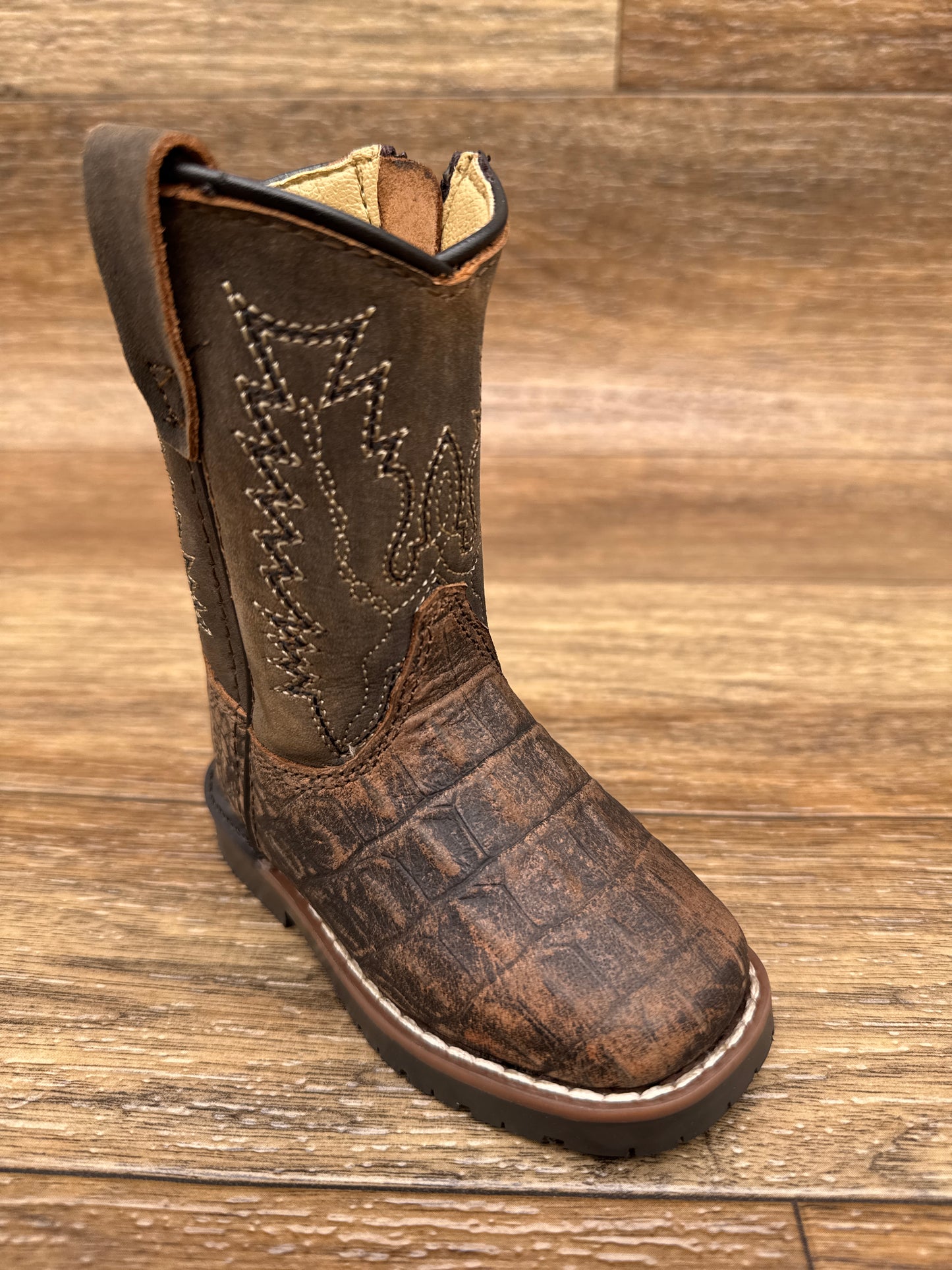 3541T Toddler's Autry Alligator Print Square Toe Western Boots by Smoky Mountain