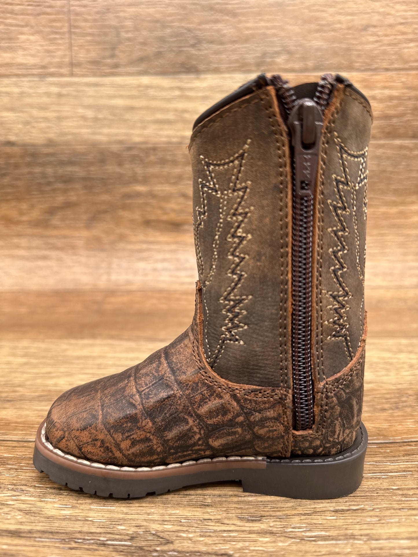 3541T Toddler's Autry Alligator Print Square Toe Western Boots by Smoky Mountain