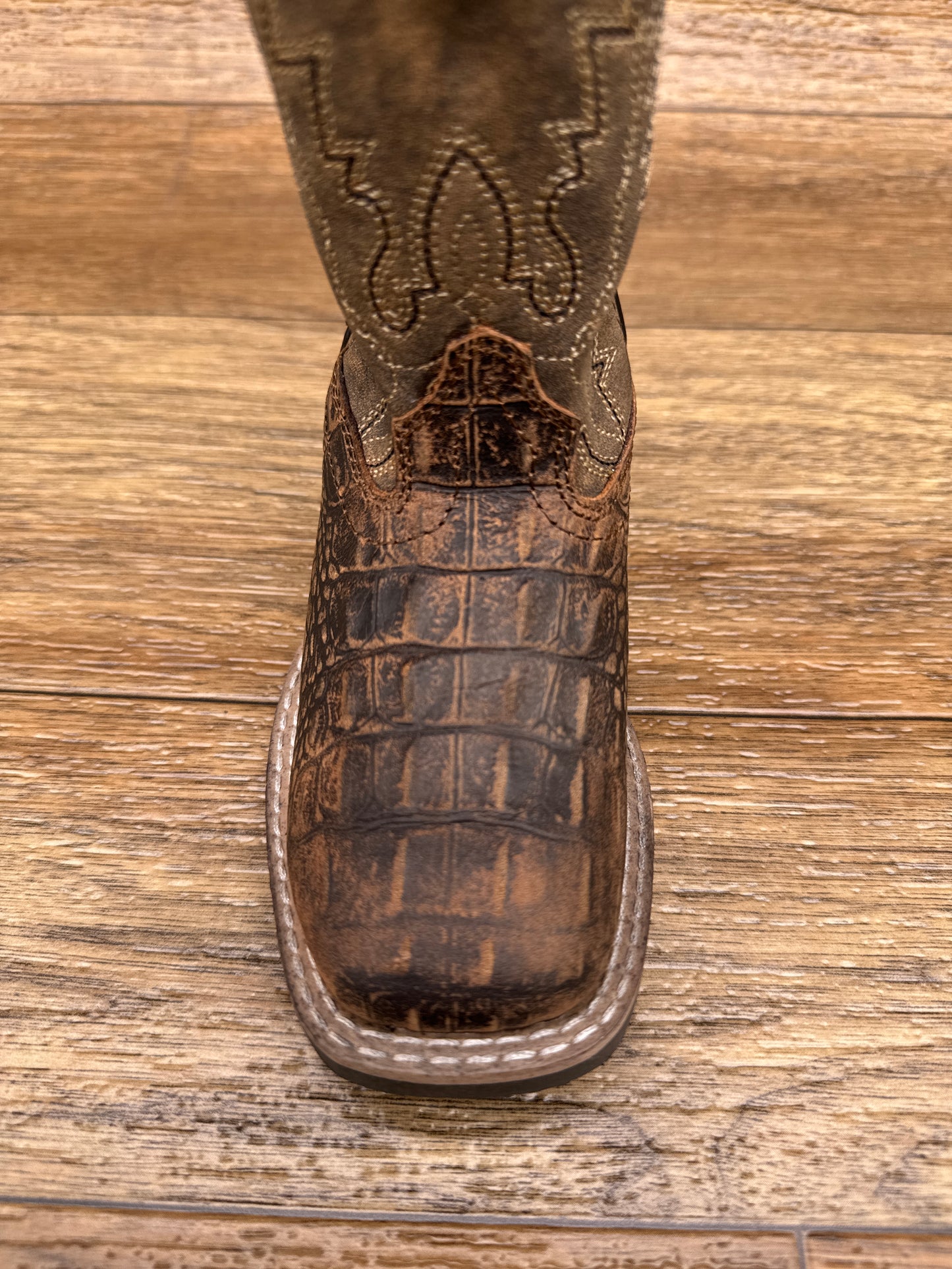 3401 Kids "Gator" Alligator Print Square Toe Western Boot by Smoky Mountain