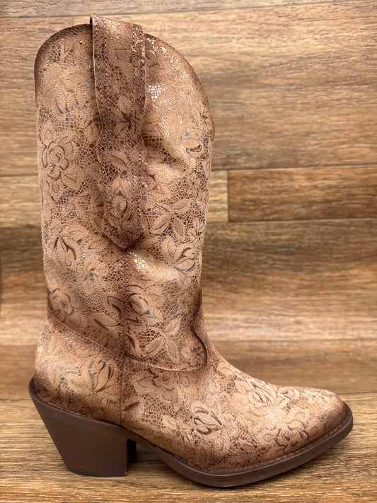 Q7025 Ladies Circle-G Stamped Floral Print Western Boots by Corral