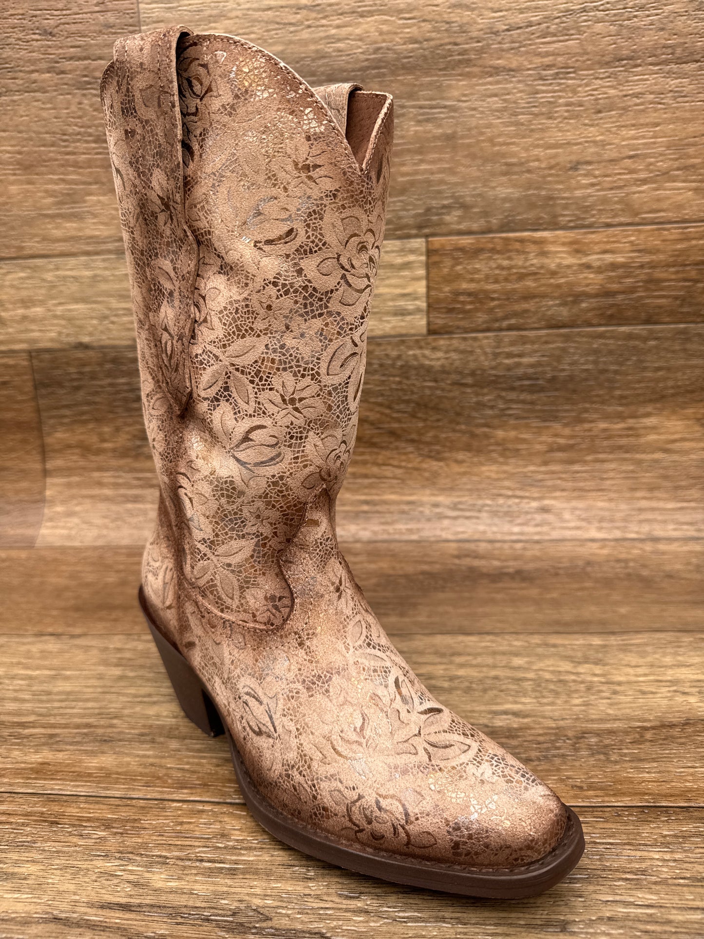 Q7025 Ladies Circle-G Stamped Floral Print Western Boots by Corral