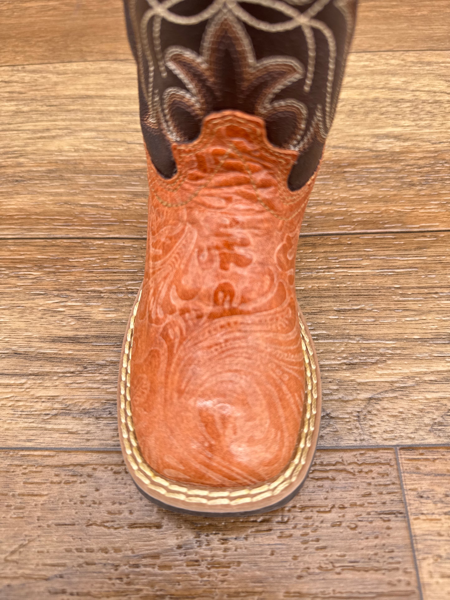 88530K Kid's Tan Embossed Leather Western Boots by Crazy Cowboy